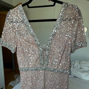 BRAND NEW floor-length sequined pink dress from Aidan Mattox